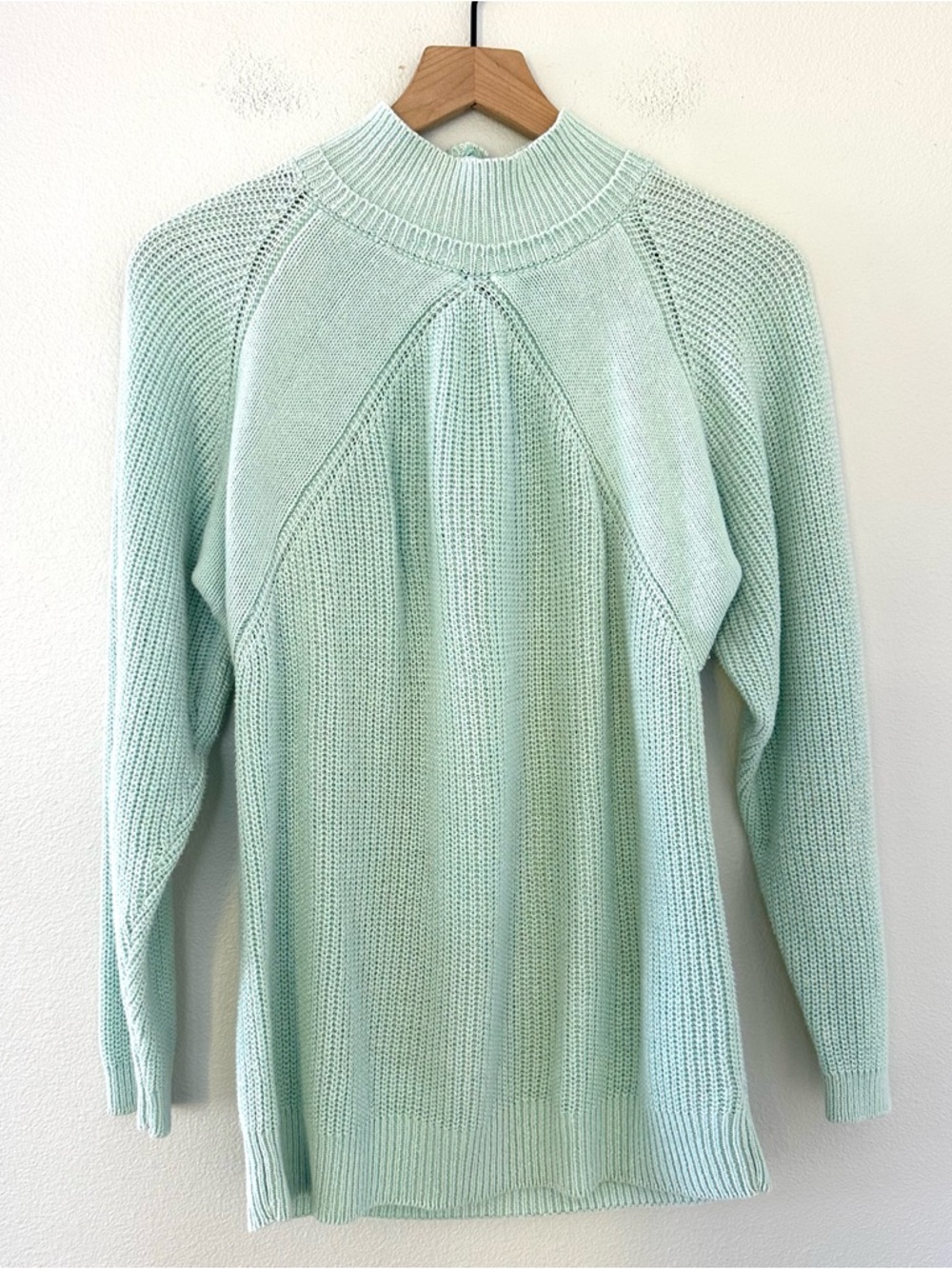 Vintage Renee Tener for Jeanne Pierre Knit Sweater S Cotton Blend Seafoam Green